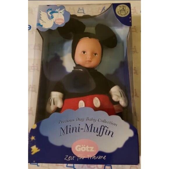 Gotz DISNEY Mini-Muffin MICKEY-MOUSE Doll 2003 8” Vinyl NIB Baby Collection Rare - Picture 1 of 7